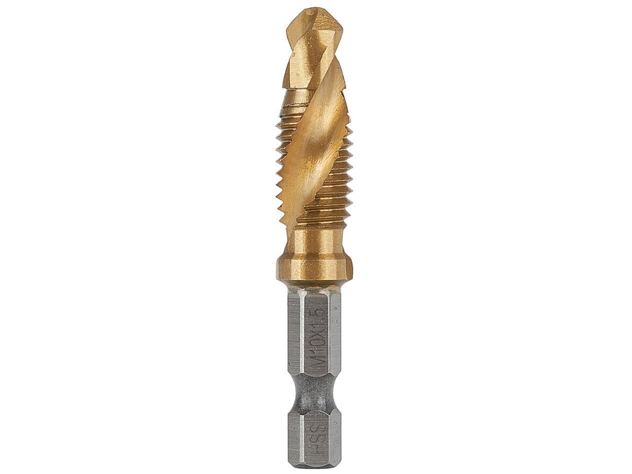 Мітчикове свердло GeKo HSS-tyt M10x1,5 з хвостовиком для шуруповерта Hex E6,3 1/4" 10 (G38135)