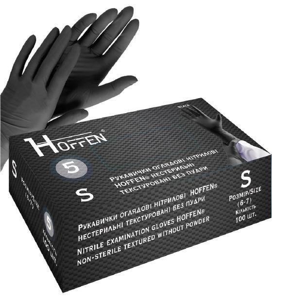 Перчатки нитриловые одноразовые без пудры 100 шт. S Черный Перчатки нитриловые одноразовые без пудры 100 шт. S Черный