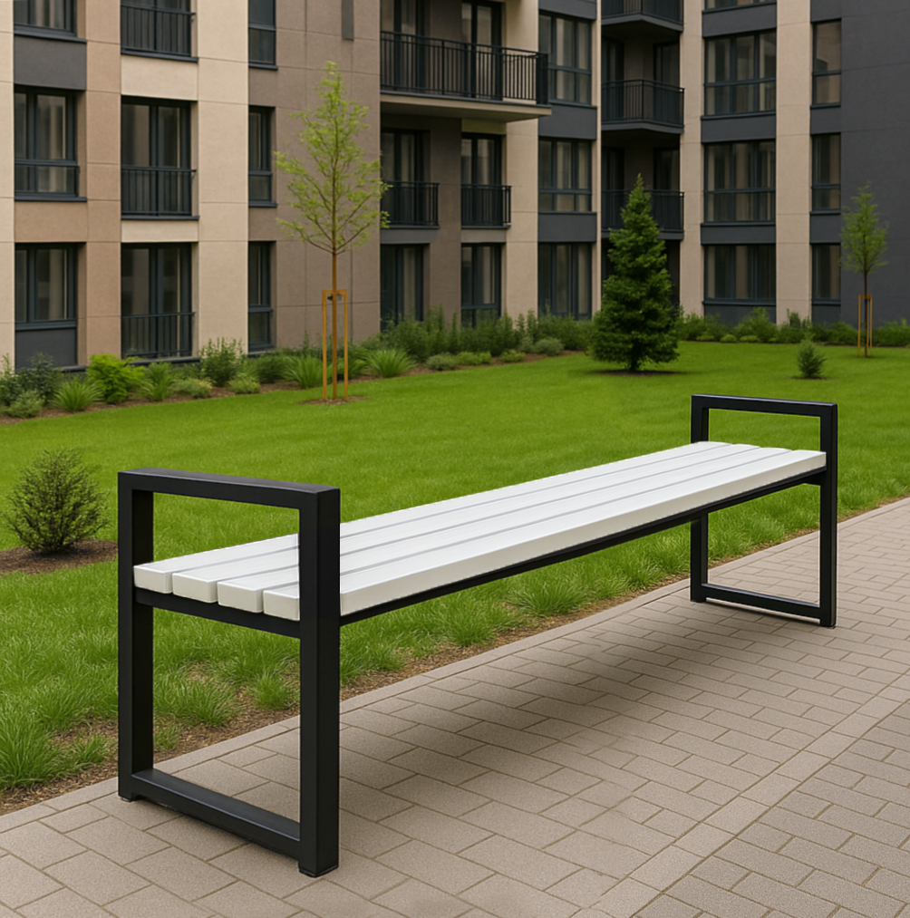Лавка з ПВХ профілю ТОБІ ШО модерн без спинки 1514х598х415 мм Біло-чорний - фото 1 Лавка з ПВХ профілю ТОБІ ШО модерн без спинки 1514х598х415 мм Біло-чорний - фото 1