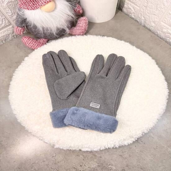Перчатки женские зимние замшевые Серый (VLD303) - фото 3