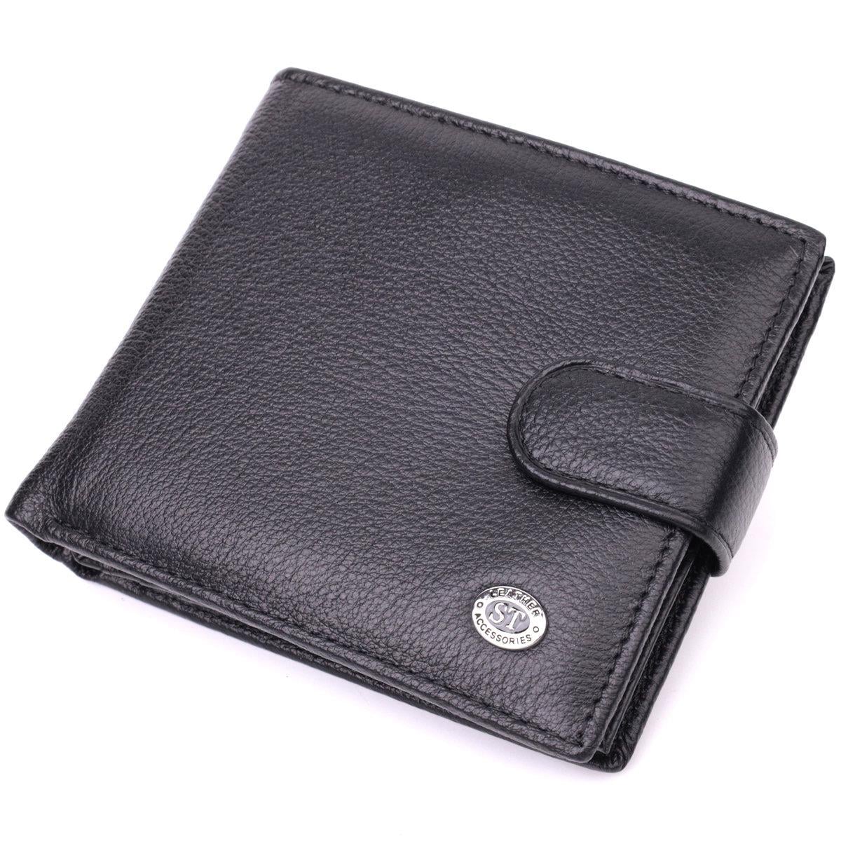 Кошелек трендовый мужской ST Leather 22553 квадратный из натуральной кожи Черный (168-136-22553)