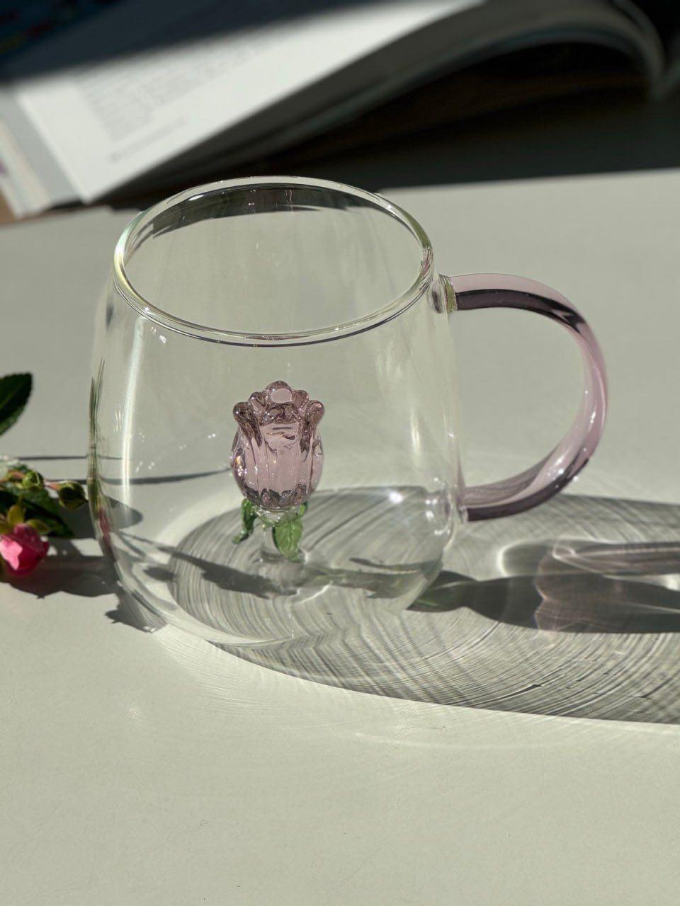 Скляна кружка Рожева троянда 400 мл Прозорий (8030-280) - фото 5 Скляна кружка Рожева троянда 400 мл Прозорий (8030-280) - фото 5