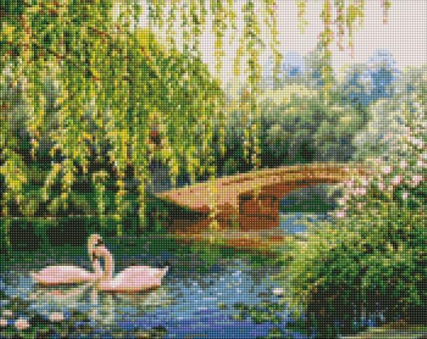 Алмазная мозаика Идейка Лебеди на озере 40х50 см (AMO7280)