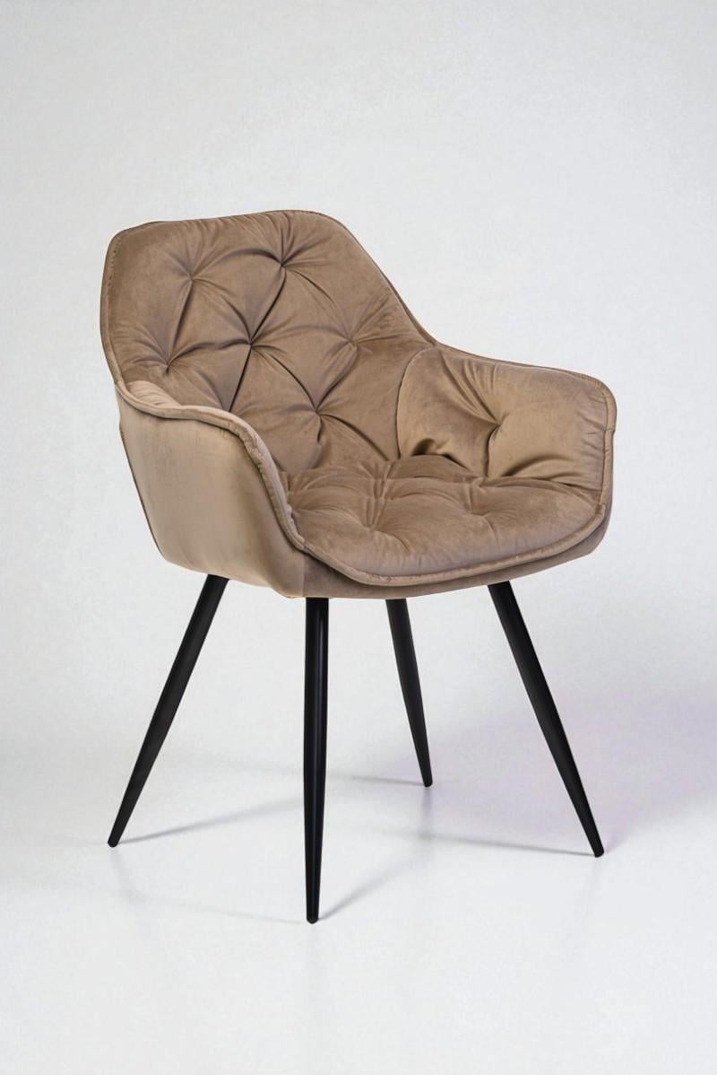 Обеденный стул со спинкой Арис М-65 с подлокотниками велюр 860х580х590 мм Капучино/Черный (5679)