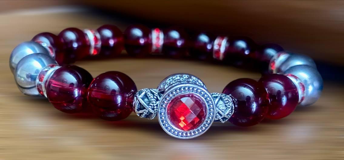 Браслет LITAURS натуральный камень гранат/гематит с металлическими вставками М 15-17 см (251113) - фото 6 Браслет LITAURS натуральный камень гранат/гематит с металлическими вставками М 15-17 см (251113) - фото 6