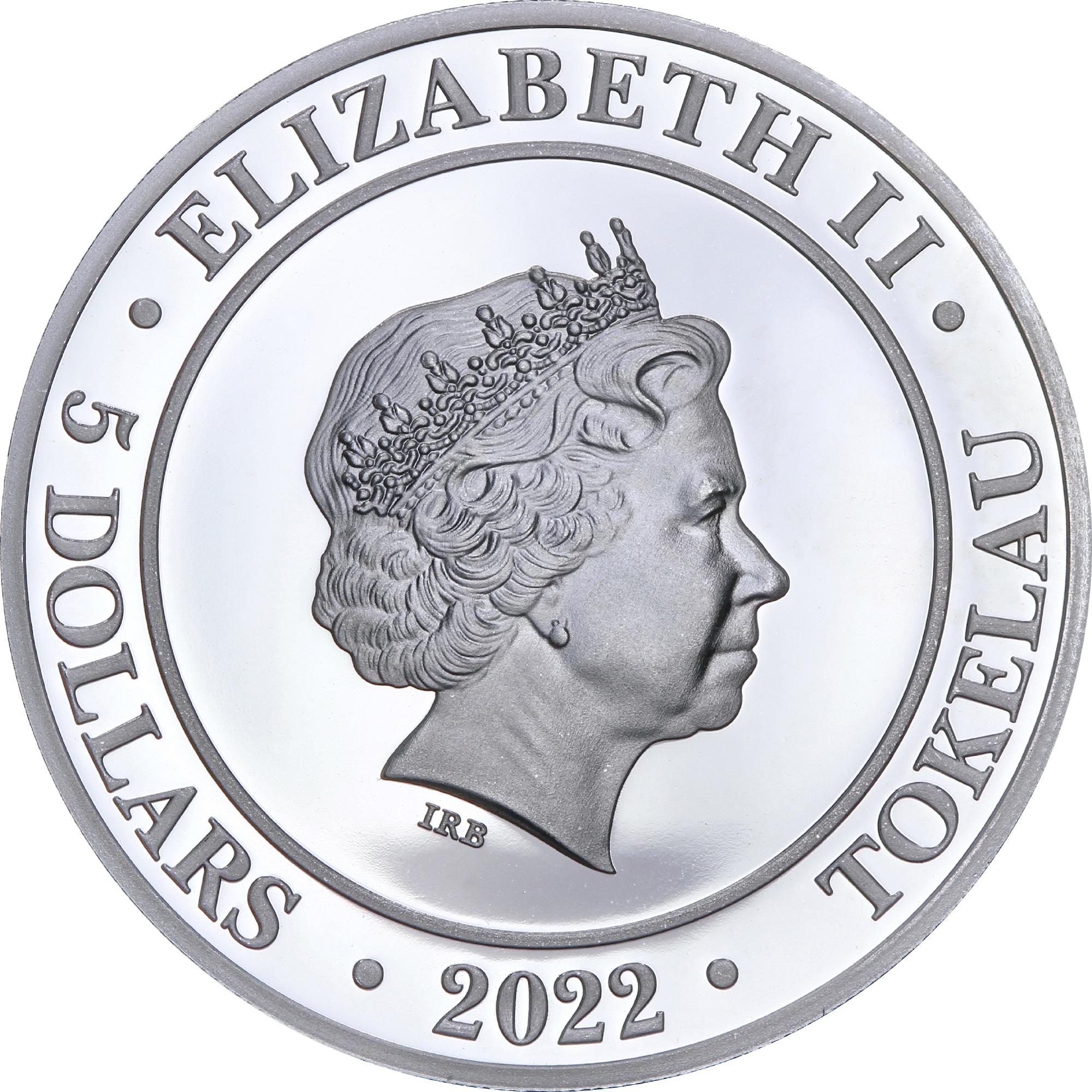 Срібна монета Богиня Європа 5 доларів 2022 Токелау 1 oz (1704) - фото 2