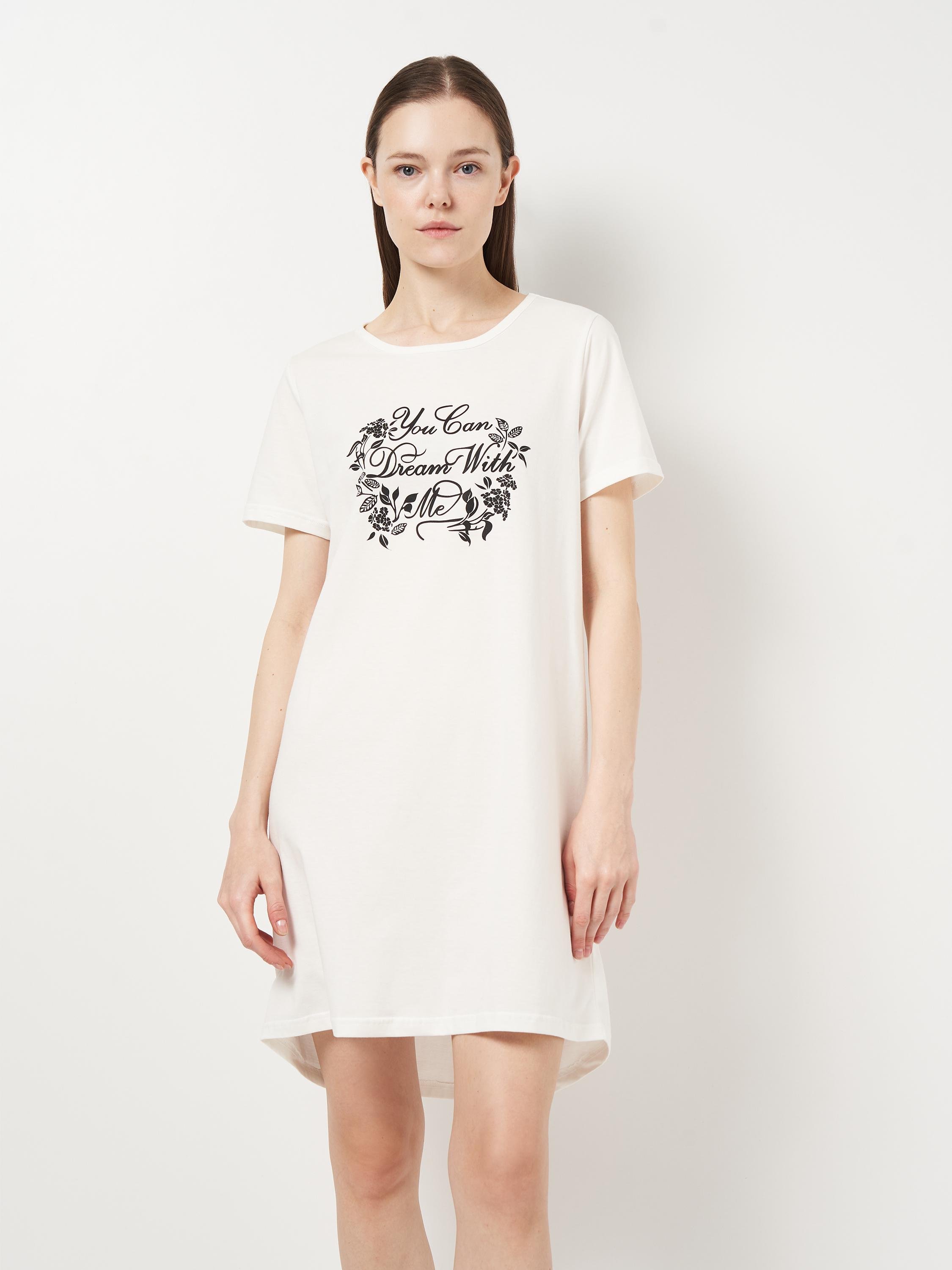 Ночная рубашка женская с коротким рукавом ROZA 210133 L Молочный (4824005734168)