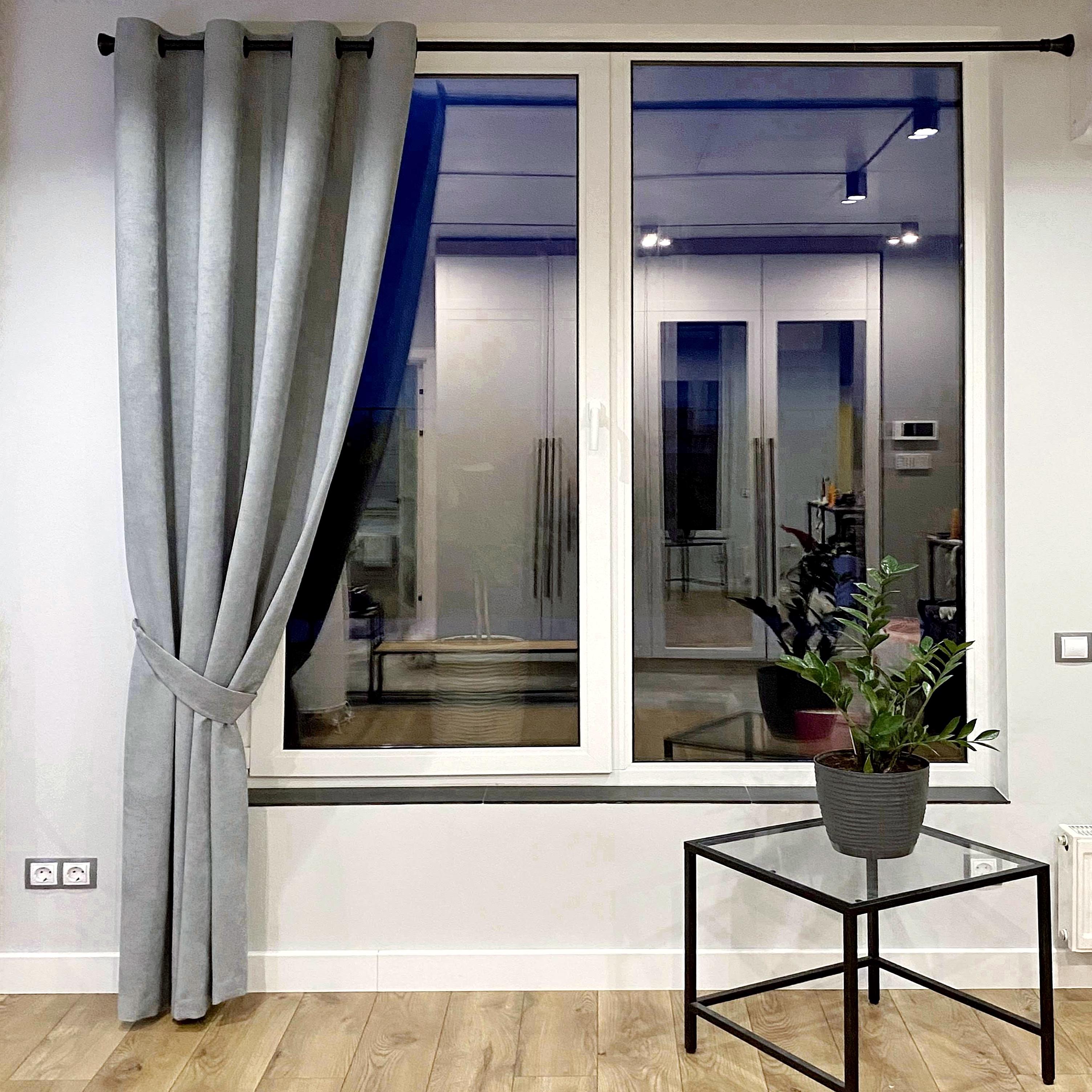 Штора на черных люверсах с подхватом микровелюр 150х250 см 1 шт. Серо-голубой (5801525-MT11/150-BL) - фото 1 Штора на черных люверсах с подхватом микровелюр 150х250 см 1 шт. Серо-голубой (5801525-MT11/150-BL) - фото 1