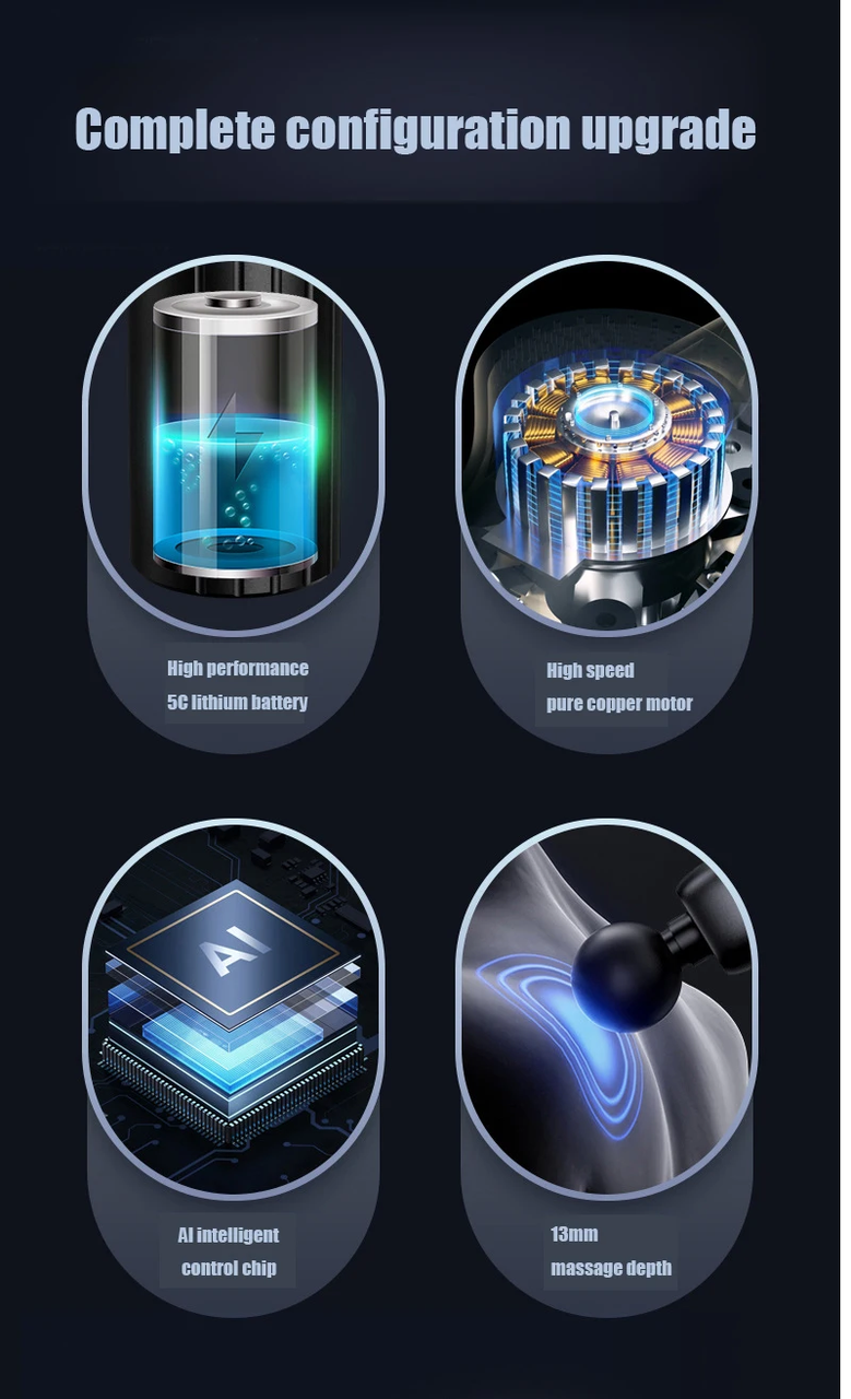 Масажер перкусійний ударний Sorudel для м'язів/антицелюлітний з 8 насадками (2649985146) - фото 9