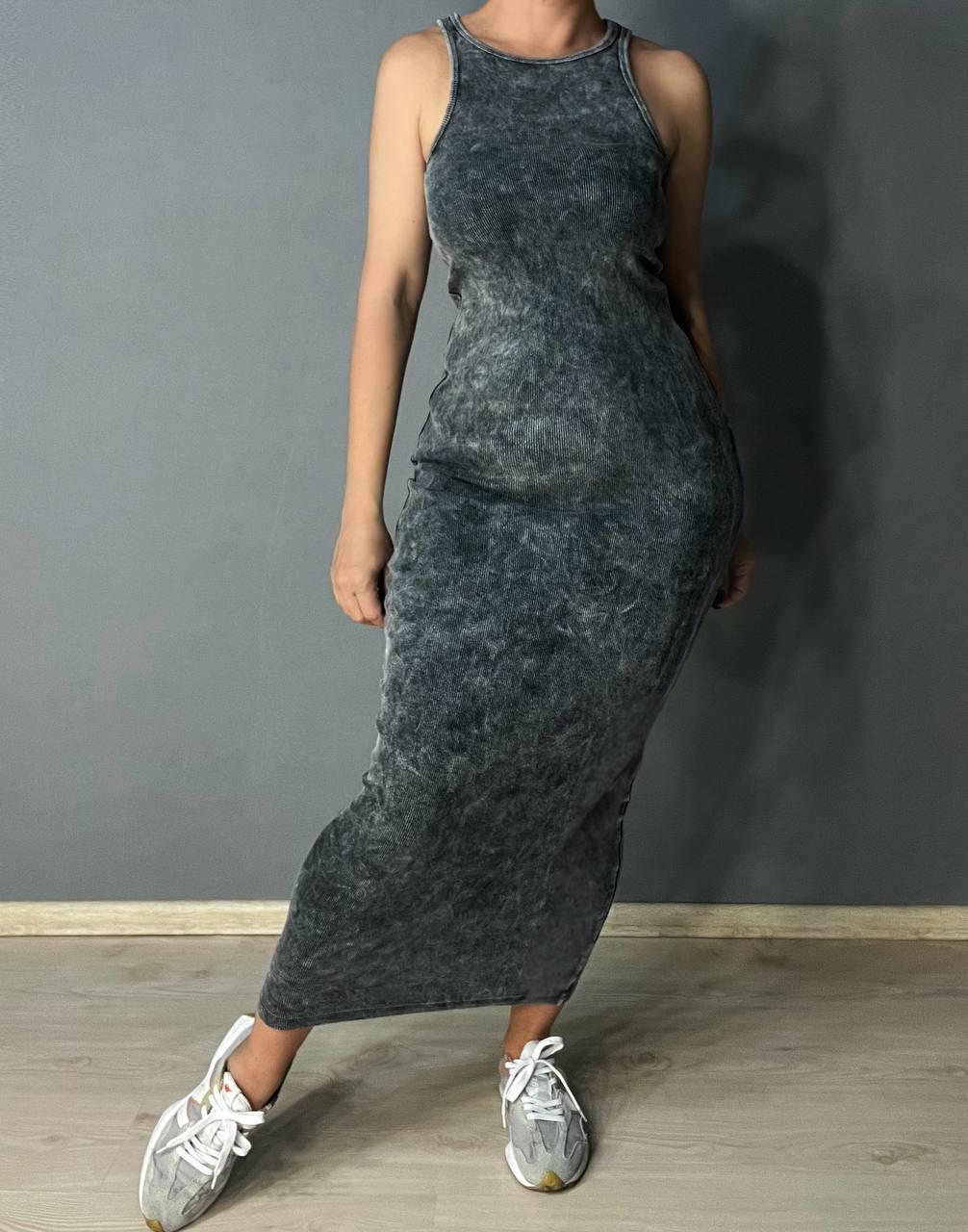 Платье женское MMC 240030 длинное в рубчик OS Черный (26938687) - фото 9