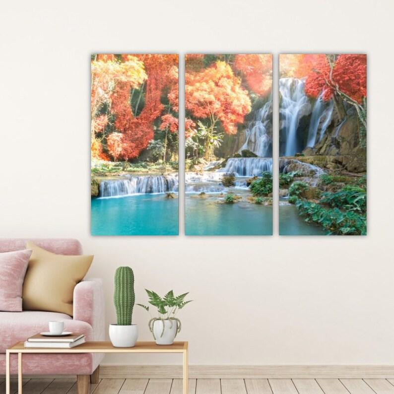 Модульная картина на холсте KIL Art Водопад в яркой природе из трех частей 78x48 см (M3_M_645)