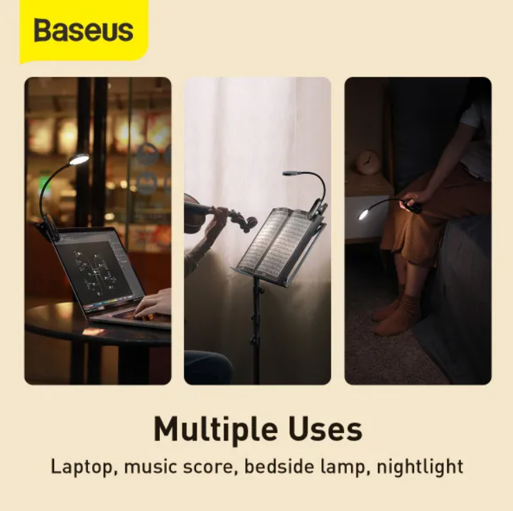 Настольная лампа BASEUS Comfort Reading Mini Clip Lamp LED со встроенным аккумулятором на прищепке 350 mAh Серый (DGRAD-0G) - фото 10