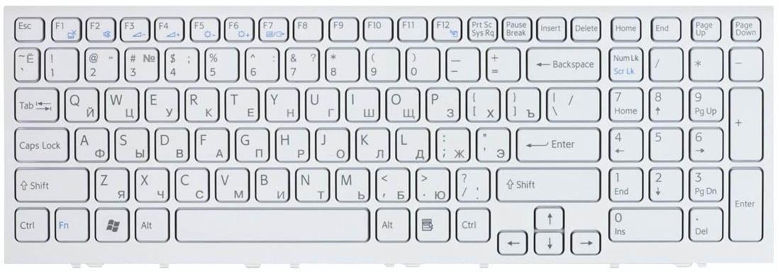 Клавиатура для ноутбука Sony Vaio VPC-EH/VPCEH White Frame White