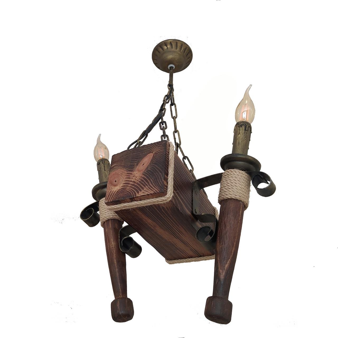 Люстра підвісна Lighthouse LPR-20111/2P Свічки дерев'яна Коричневий/Бронзовий (112197)