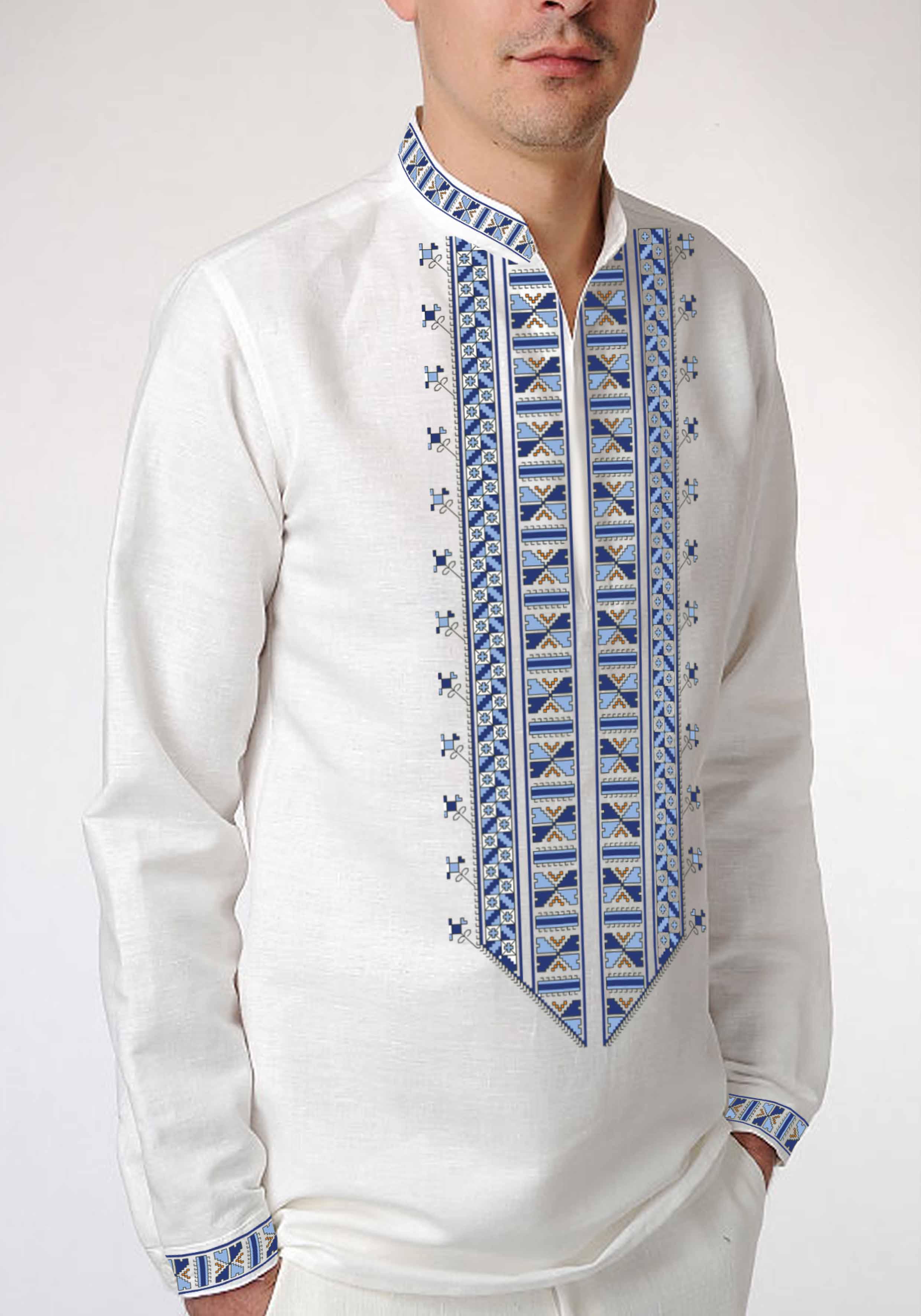 Заготовка для вышивки нитями или бисером рубашка СЧД-287 домотканое полотно