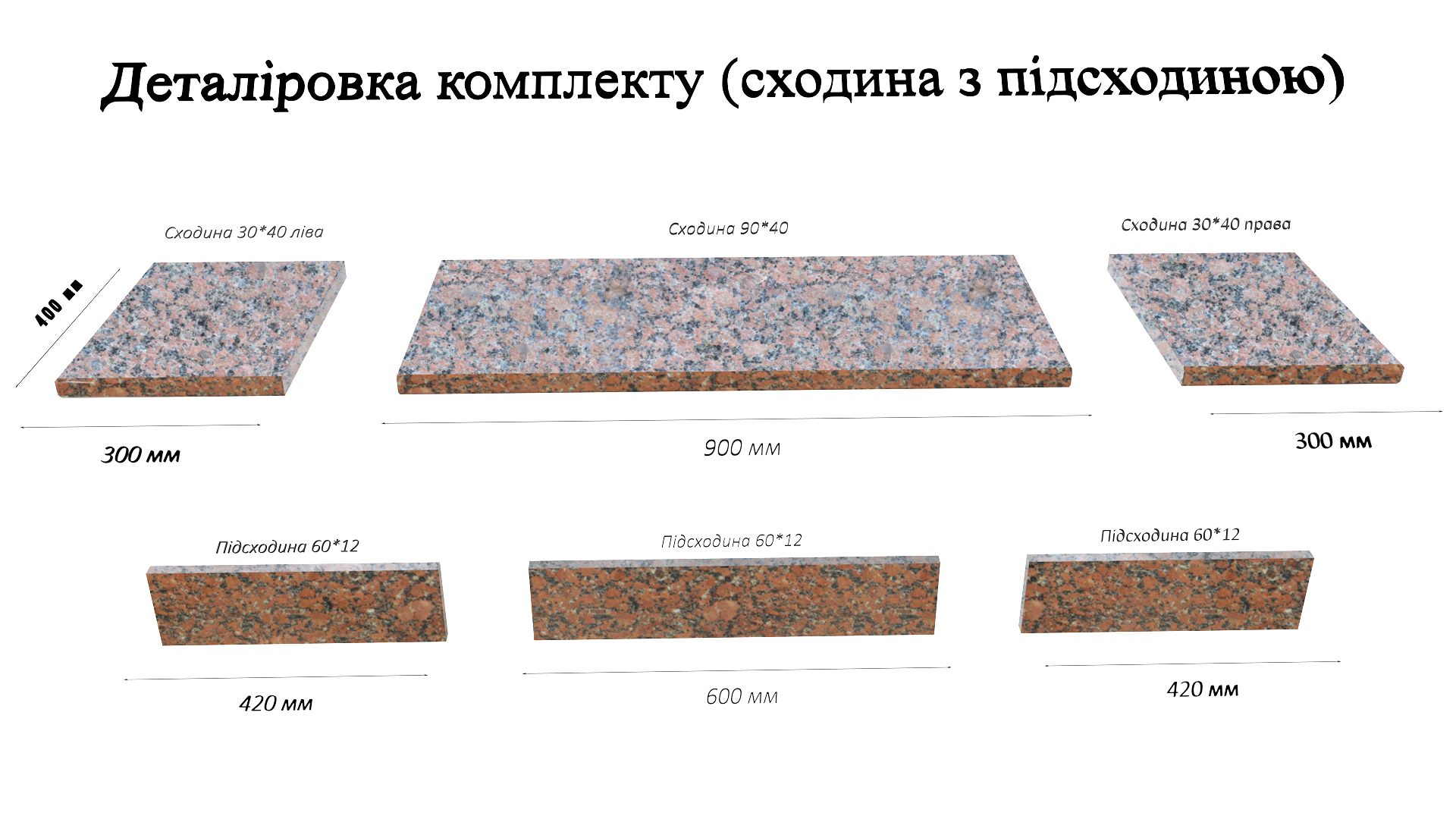 Комплект ROSSO TOLEDO ступенька 150х40х3 см/подступенька 146х120х2 см гранит Светло-коричневый с черным (26358517) - фото 3 Комплект ROSSO TOLEDO ступенька 150х40х3 см/подступенька 146х120х2 см гранит Светло-коричневый с черным (26358517) - фото 3