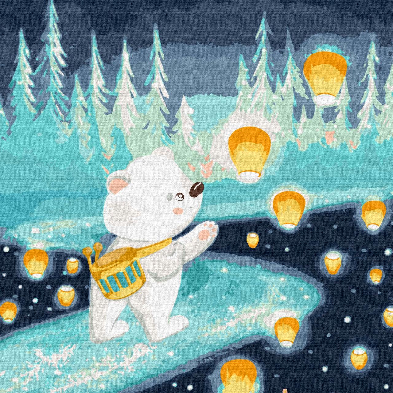 Картина за номерами Ідейка Небесні ліхтарики KHO4360 полотно на підрамнику 40х40 см (1717029023)