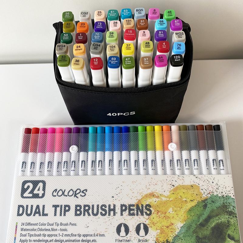 Набор для скетчинга Скетч-маркеры Touch Queen 40 шт + Линеры Dual Tip Brush Pens 24 шт