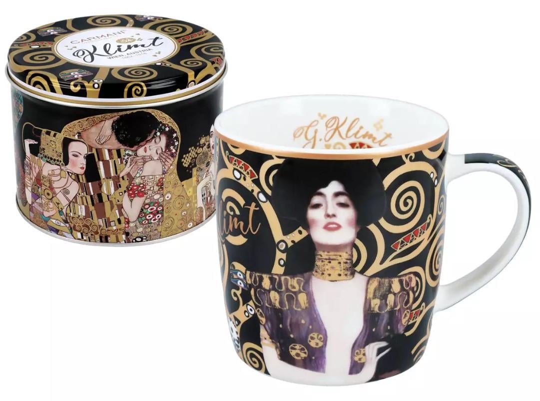 Кружка фарфоровая Carmani в металлической коробке Г. Климт Юдиф 380 мл (532-3110)