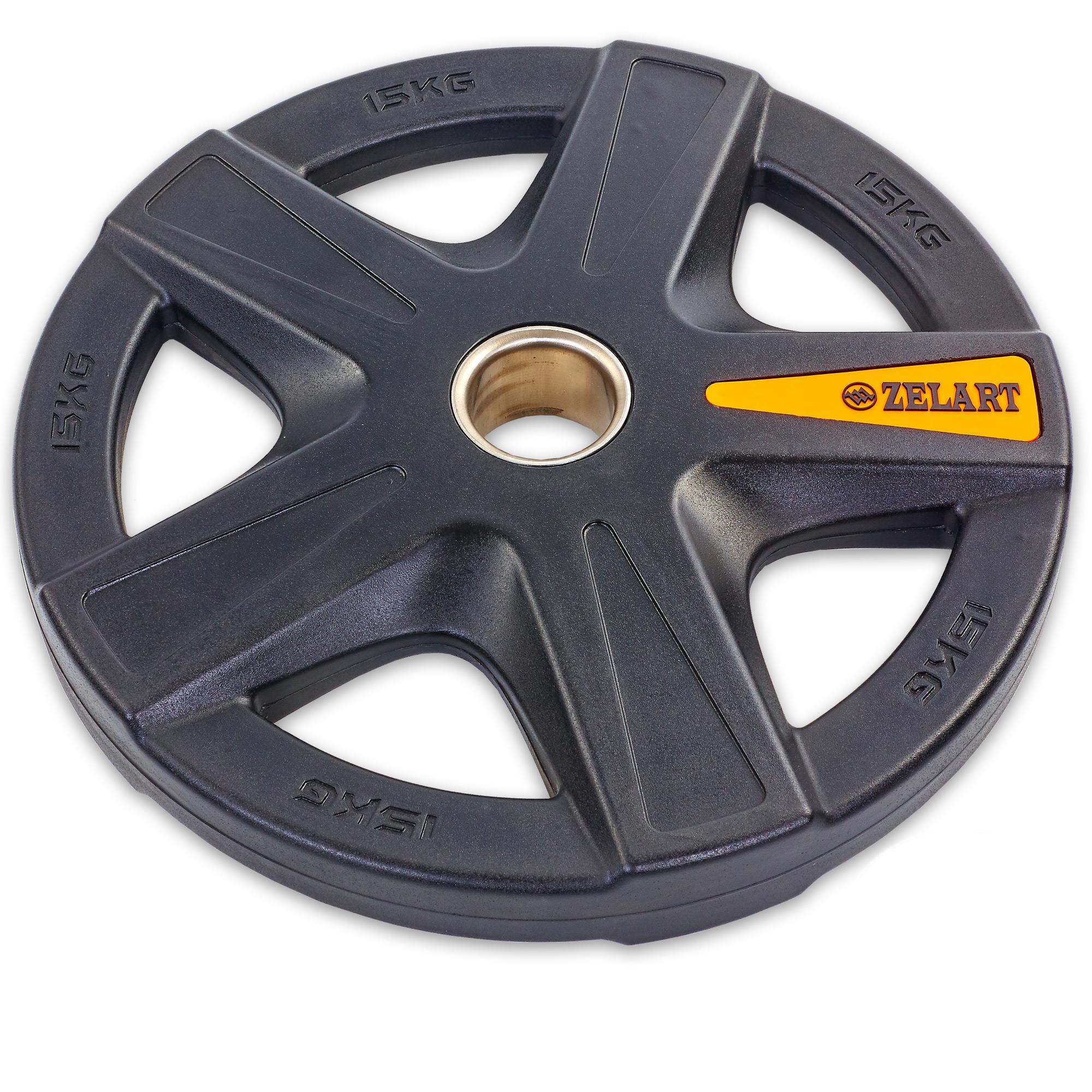 Диск для штанги полиуретановый Zelart TA-5335-15 51 мм 15 кг Черный (DR003118)