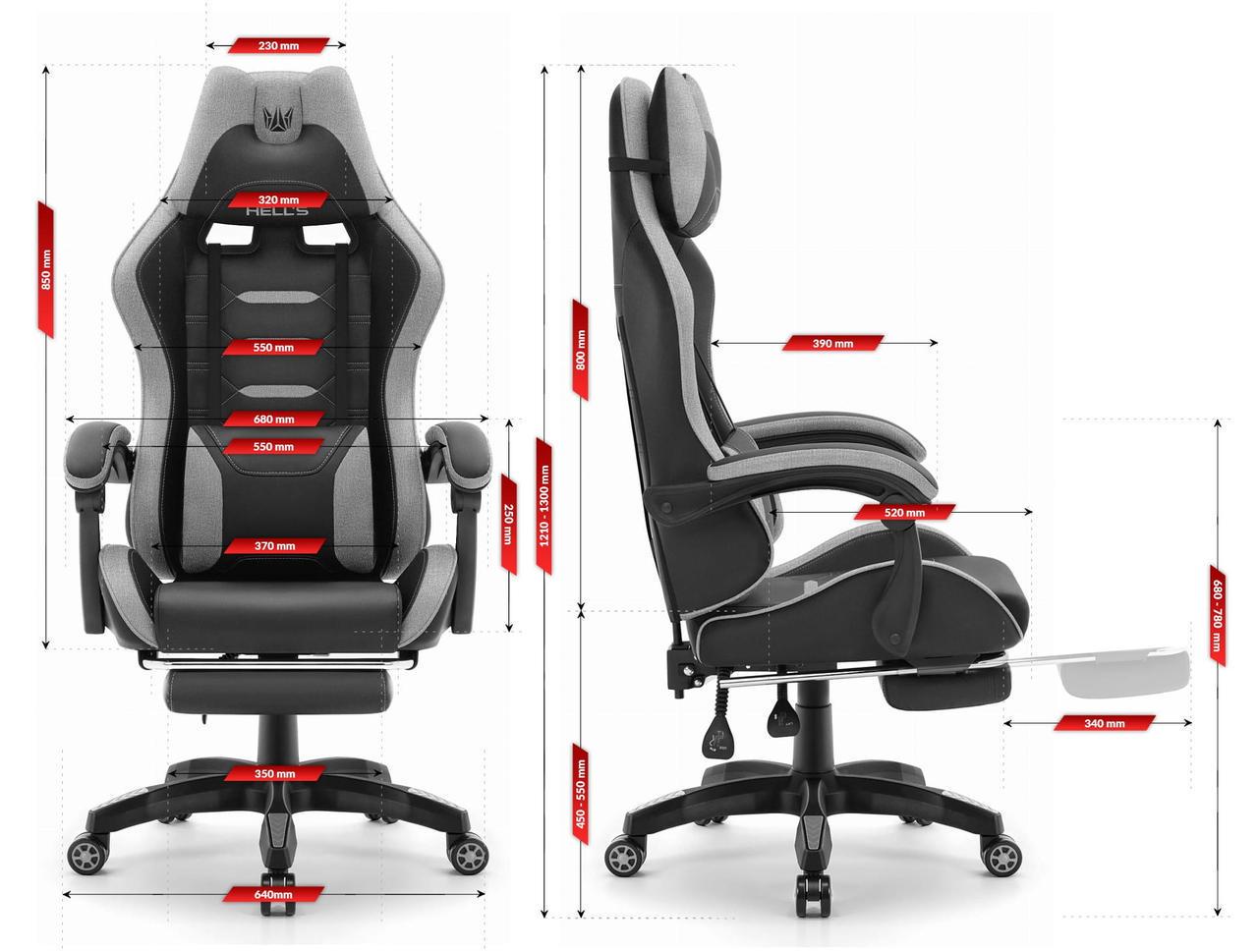 Комп'ютерне крісло Hell's HC-1039 тканина Gray-Black (5907196011337) - фото 6 Комп'ютерне крісло Hell's HC-1039 тканина Gray-Black (5907196011337) - фото 6