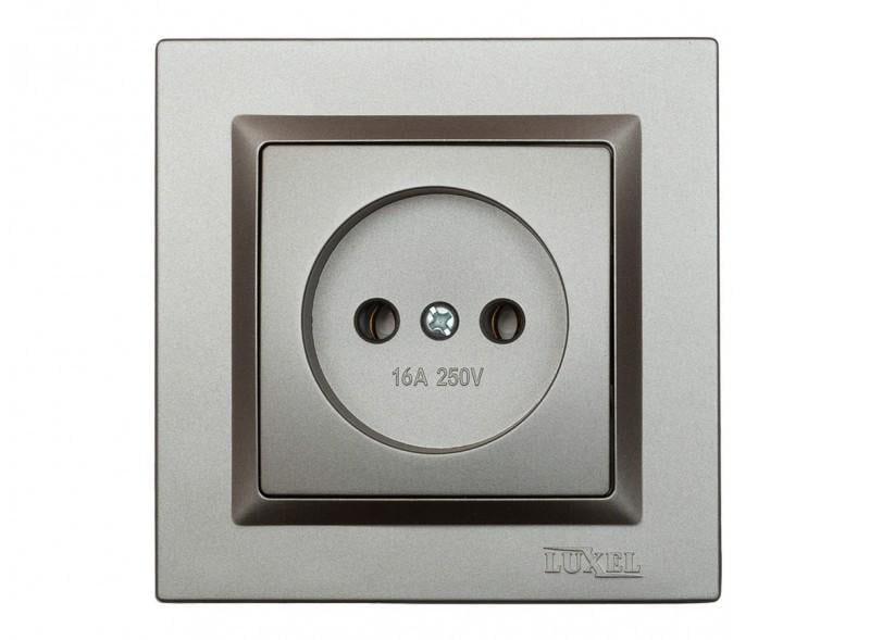 Розетка Luxel Jazz 9701Н/9001 1-я б/з Графитовый/Белый (00000038469)