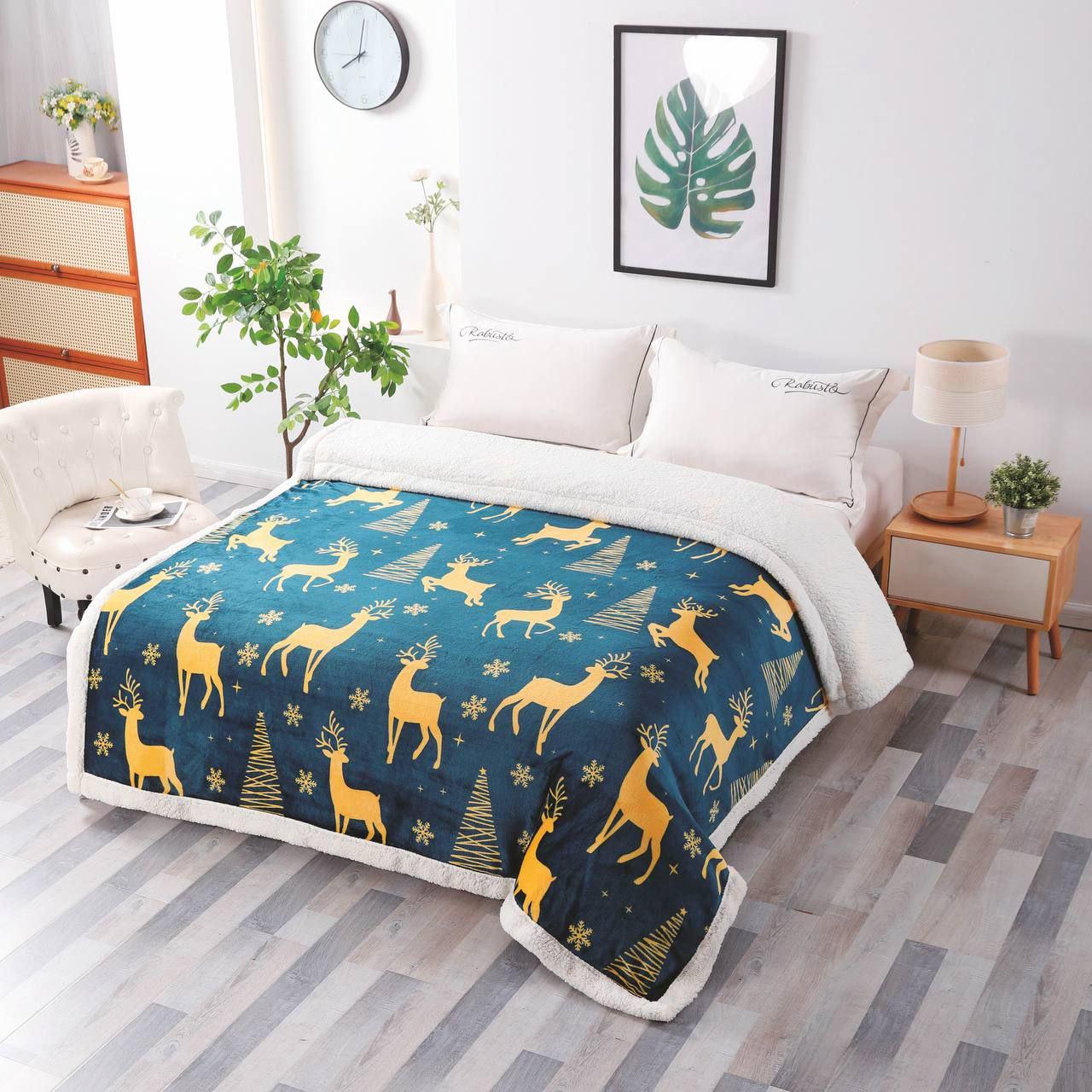 Плед двухсторонний Рождественская сказка на овчине 200x230 см (1702)