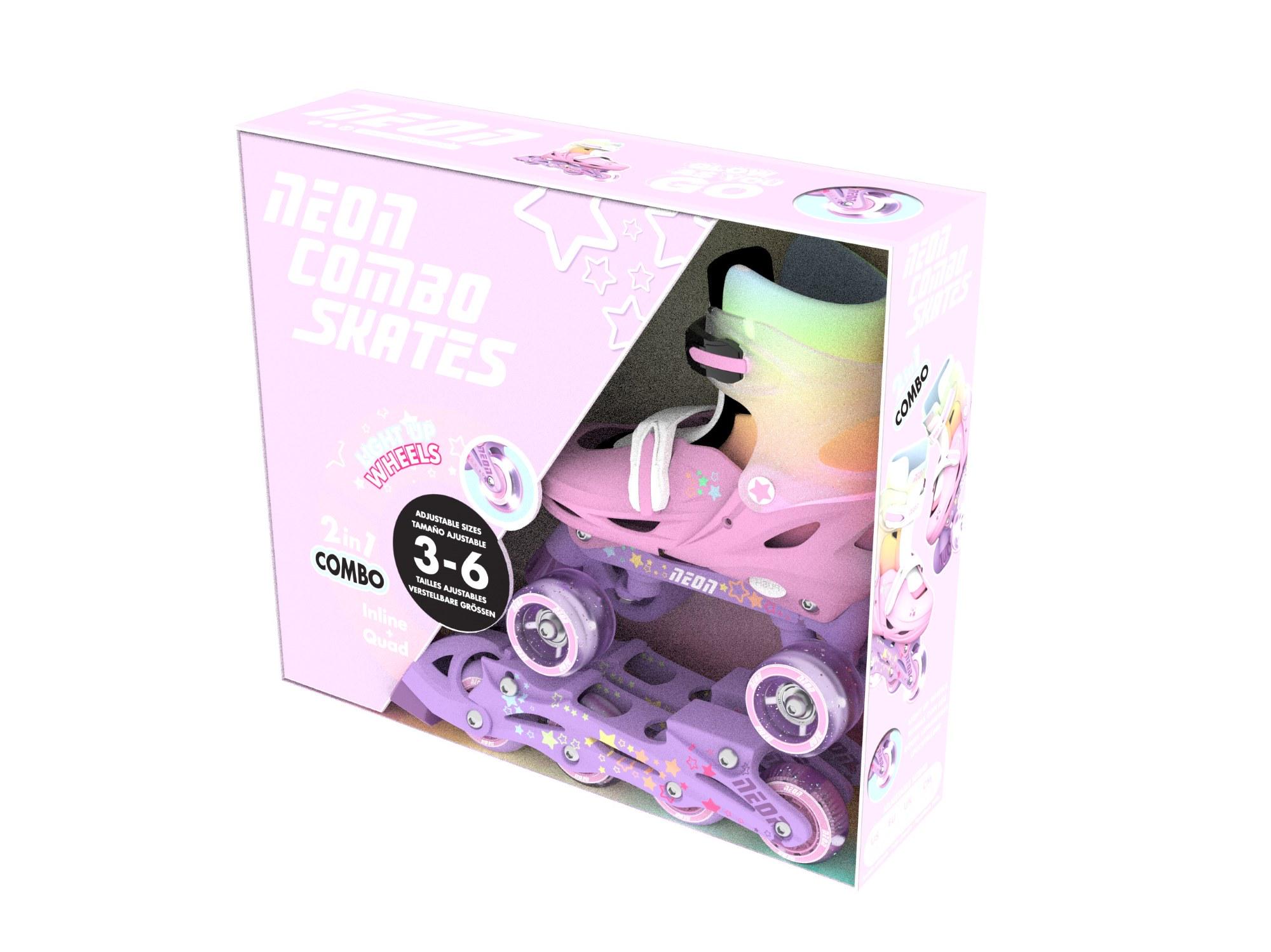 Роликовые коньки Neon Combo LED-подсветка размер 34-37 Радуга (NC49R4) - фото 10