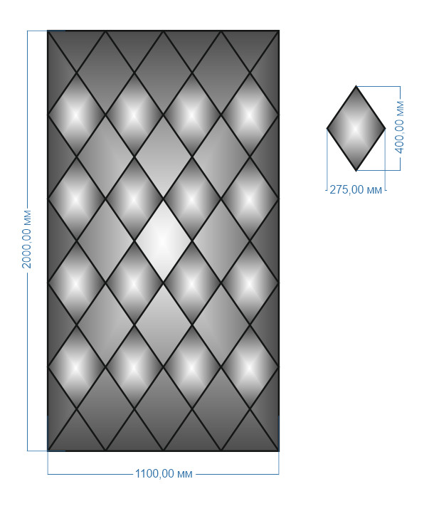 Плитка дзеркальна панно 2000х1100 мм (128) - фото 2