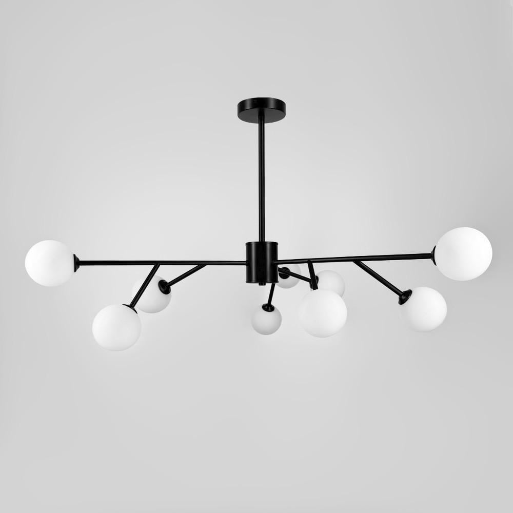Люстра потолочная на 9 белых плафонов Ø 100 см Черный (AOC 19/9 BK G9) - фото 1
