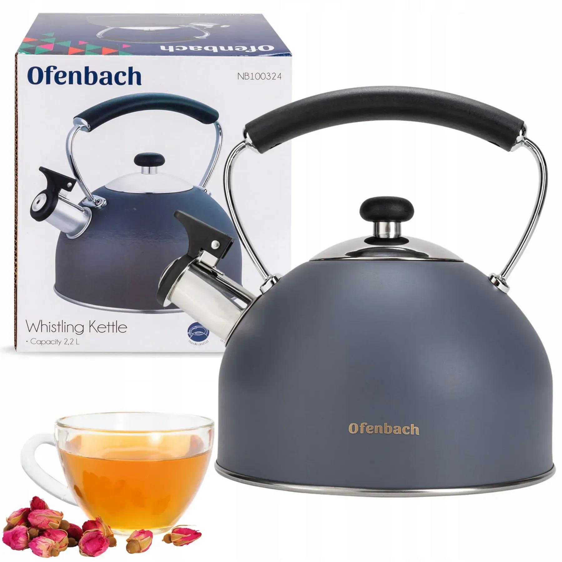 Чайник со свистком и нейлоновой ручкой Ofenbach KM-100324 из нержавеющей стали 2,2 л Синий (150-84-100324) - фото 6