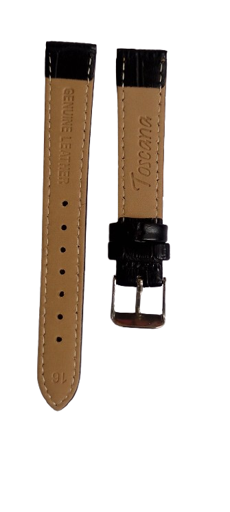 Ремешок для часов кожаный крокодил 16 мм L-165 мм Черный (3734) - фото 2 Ремешок для часов кожаный крокодил 16 мм L-165 мм Черный (3734) - фото 2