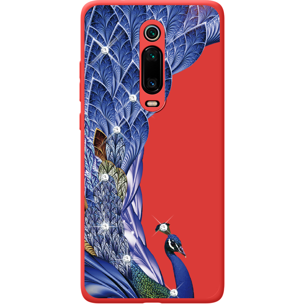 Чохол BoxFace Xiaomi Mi 9T / Mi 9T Pro Павич зі стразами Червоний силікон (37376-rs7-43048)