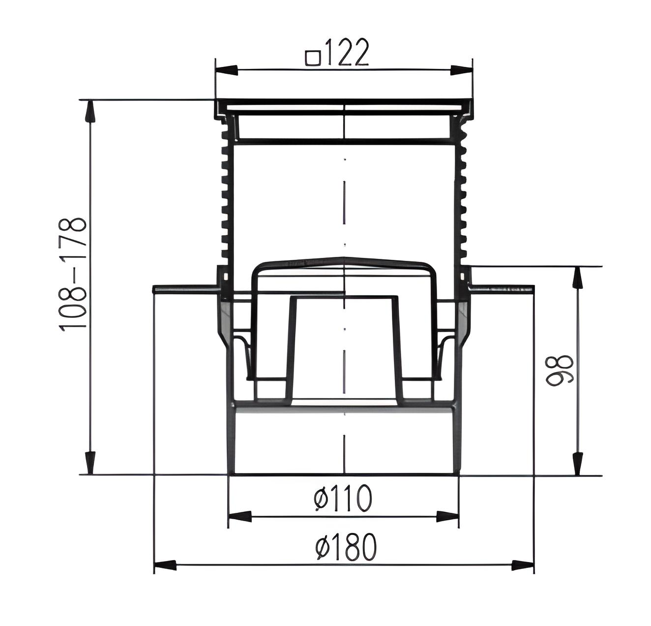 Трап MCH G 421 NL гидрозакрыл/дизайнерская решетка G из нержавеющей стали вертикальный DN110 мм 122х122х5 мм (13935330) - фото 2 Трап MCH G 421 NL гидрозакрыл/дизайнерская решетка G из нержавеющей стали вертикальный DN110 мм 122х122х5 мм (13935330) - фото 2