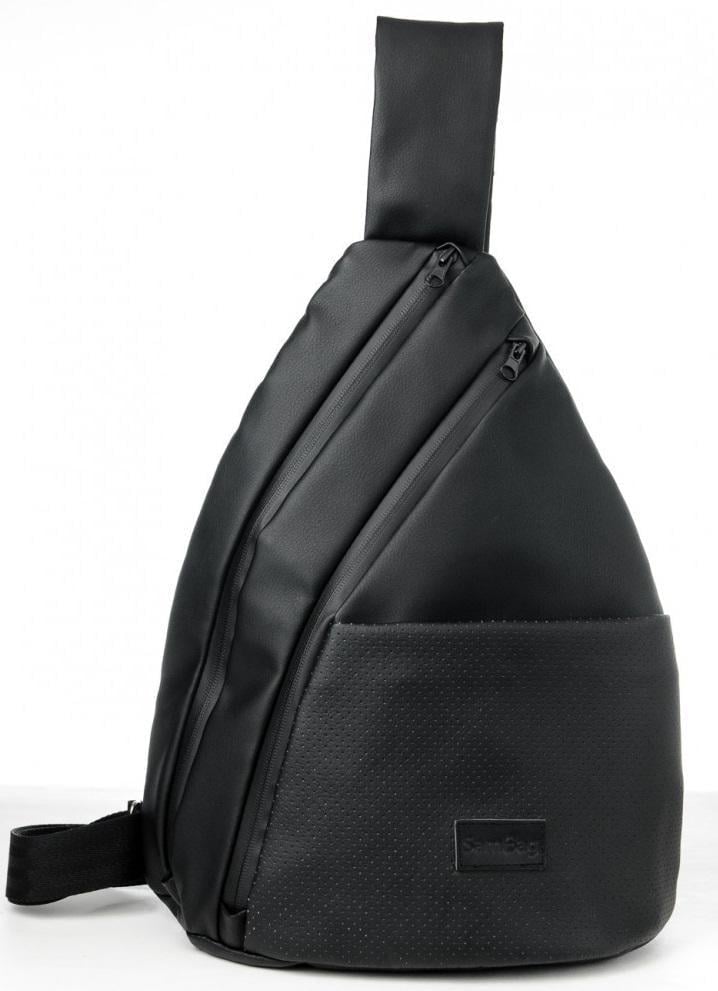 Сумка через плече слінг Sambag Brooklyn MTO Чорний з перфорацією (83339301)