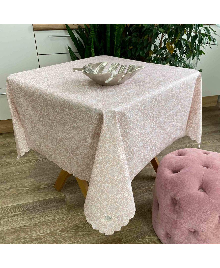Скатерть водоотталкивающая Simfoni 136х136 Lace on powder