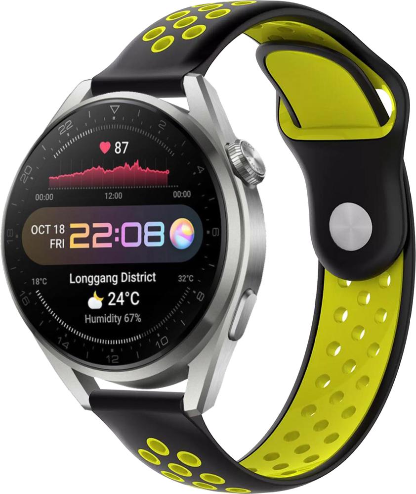 Ремешок Sport для Huawei Watch 3 Pro 22 мм Black Yellow (23054-61)