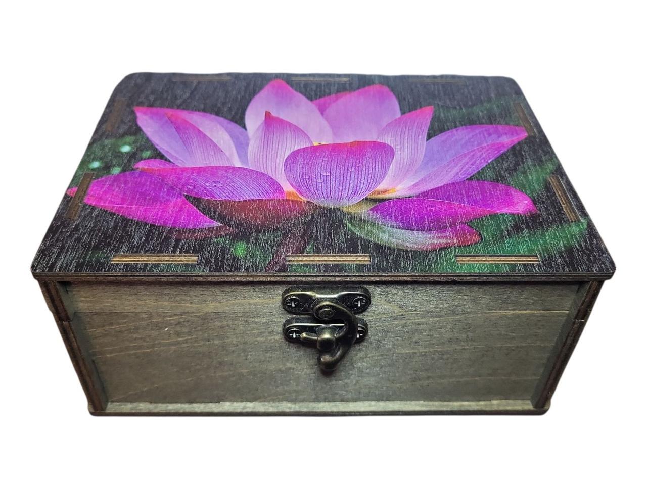Коробочка деревянная для карт таро Лотос 17х12х7,6 см Коричневый