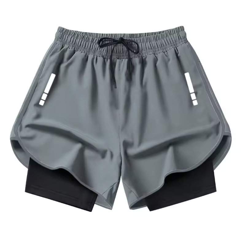 Шорты спортивные двухслойные универсальные L Серый (25570892)