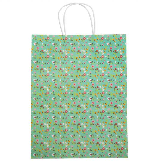 Подарочный пакет Elisey Милые цветочки 25,5х33 см 4 шт. Зеленый (9078-010) - фото 1