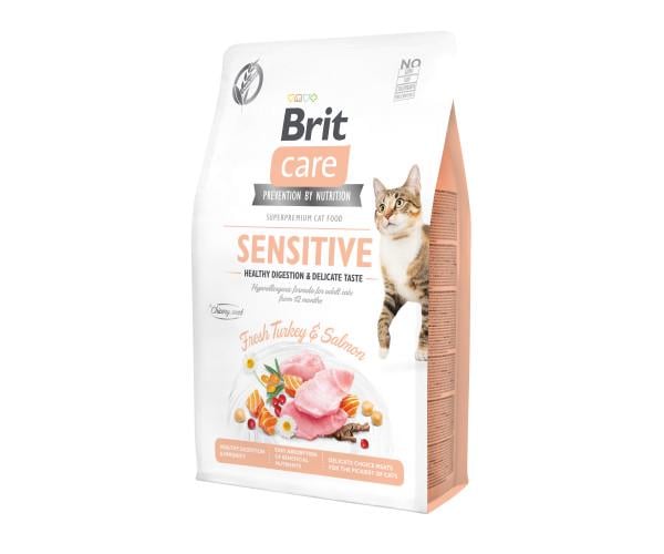 Корм для кішок із чутливим травленням Brit Care Cat Grain-Free Sensitive Індичка та лосось 2 кг