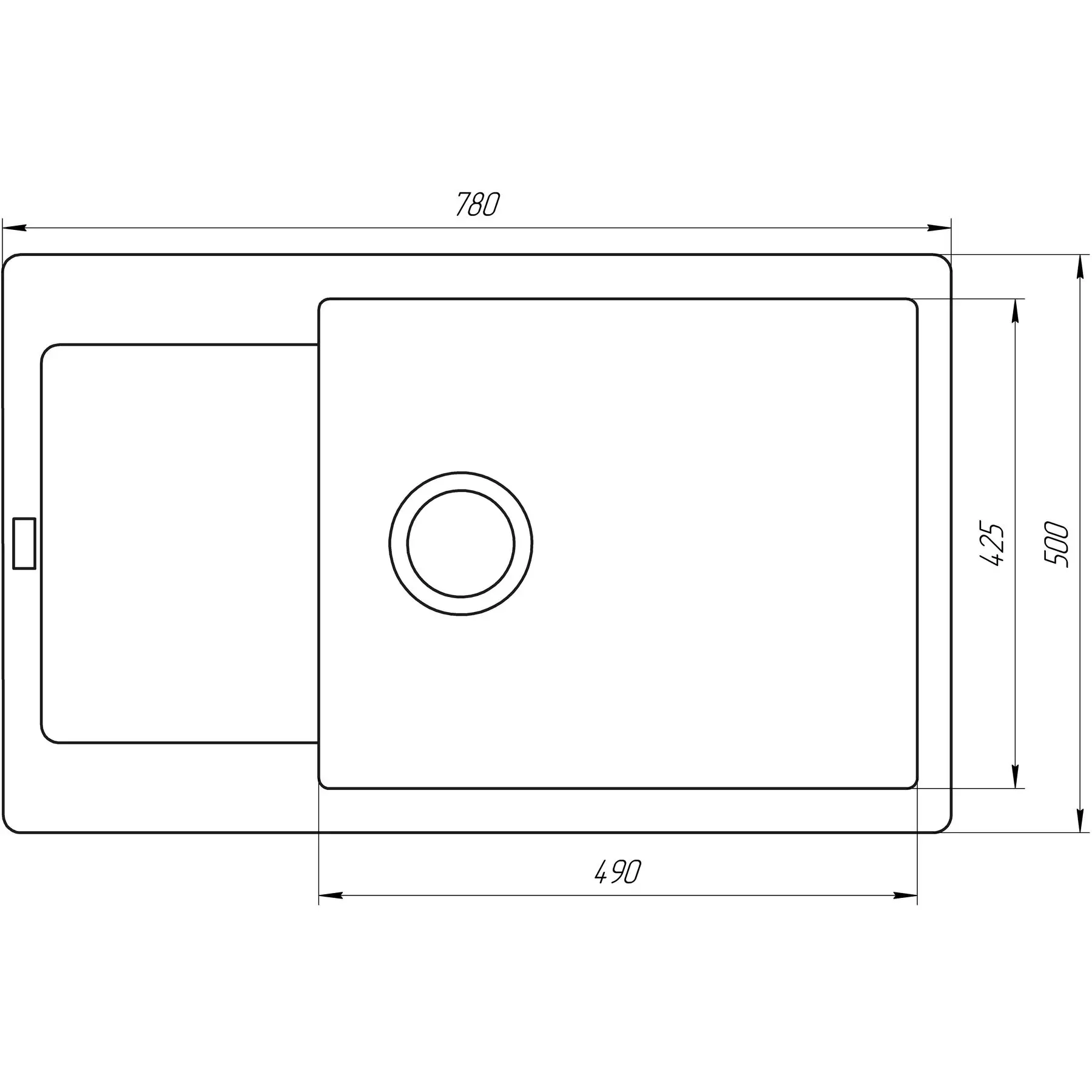 Мийка для кухні гранітна Globus Lux MALABI 780x500 мм Мокко (GSR-000023491) - фото 6