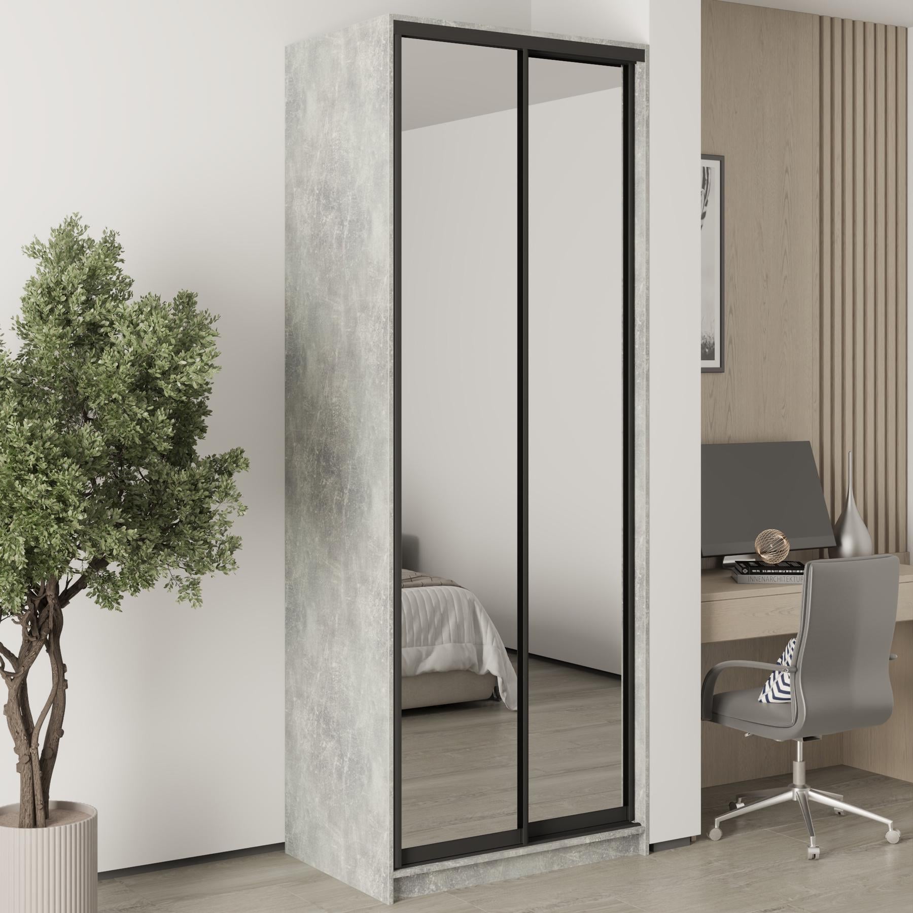 Шкаф-купе двухдверный MebelStar Стандарт BG 2 зеркала 90x60x240 см Бетон (MBS-10371)