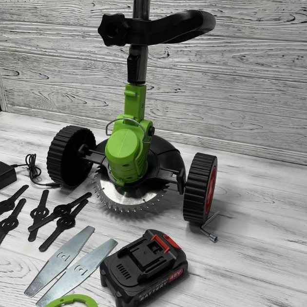 Триммер для травы на колесиках 48 V с 2-мя аккумуляторами - фото 3