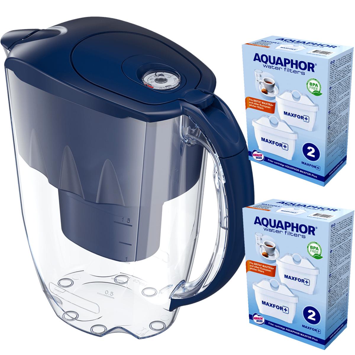 Фильтр-кувшин Аквафор Джаспер четыри картриджа Темно Синий