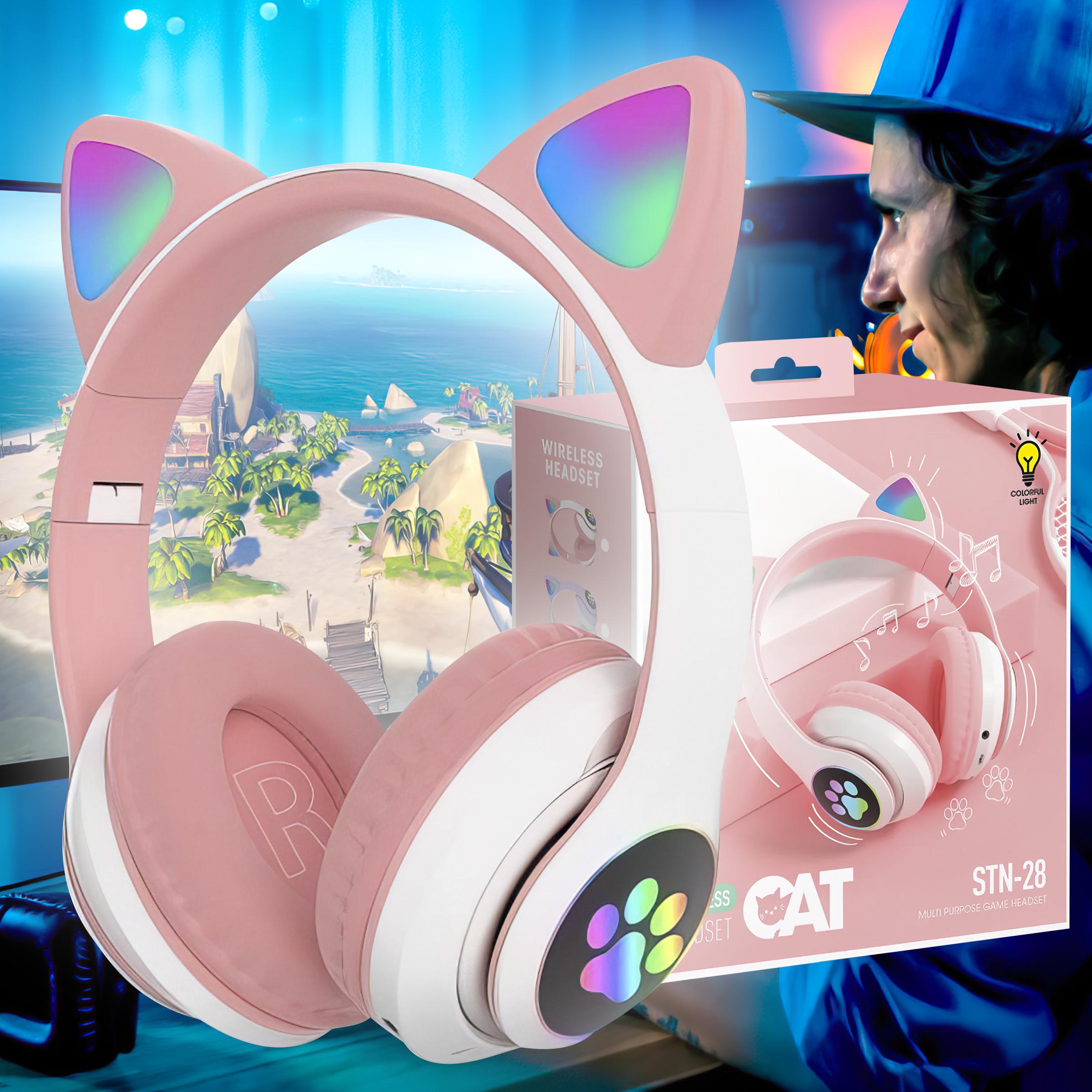 Навушники бездротові TWS Cat STN-28 Bluetooth з котячими вушками Рожевий - фото 2 Навушники бездротові TWS Cat STN-28 Bluetooth з котячими вушками Рожевий - фото 2