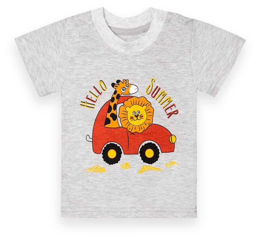 Футболка дитяча бавовняна для хлопчиків Gabbi FT-22-1/1 62 см Сірий меланж (13125)