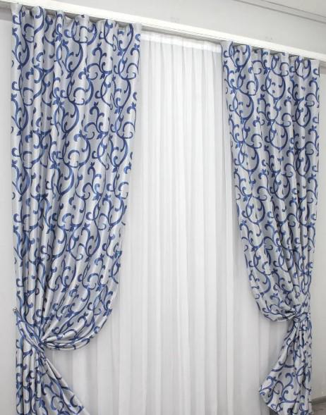 Комплект штор блекаут 1,5x2,7 м 2 шт. Серый/Синий (1001ш)