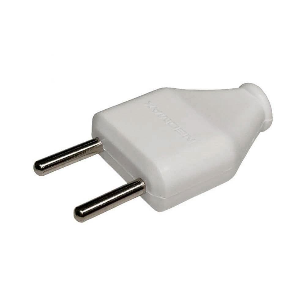 Вилка плоска Neomax без заземлення пластик 250 В Білий (NX1007)