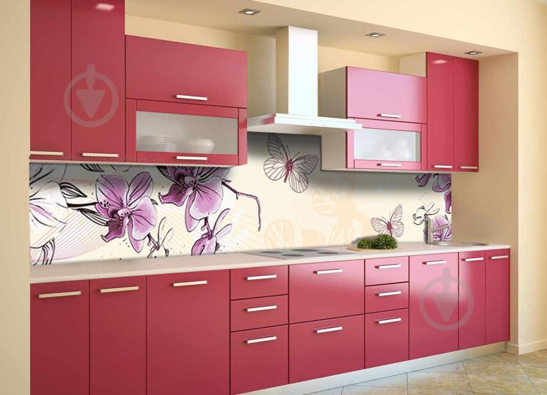 Скинали на кухню Zatarga «Нарисованные Орхидеи» 600х2500 мм виниловая 3Д наклейка кухонный фартук Z180780 Скинали на кухню Zatarga «Нарисованные Орхидеи» 600х2500 мм виниловая 3Д наклейка кухонный фартук Z180780